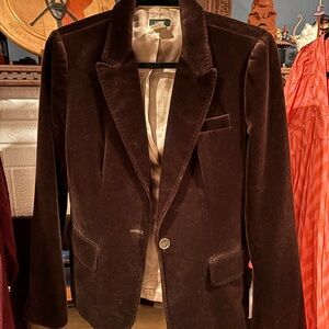 J. Crew Rich Brown Velvet Blazer
